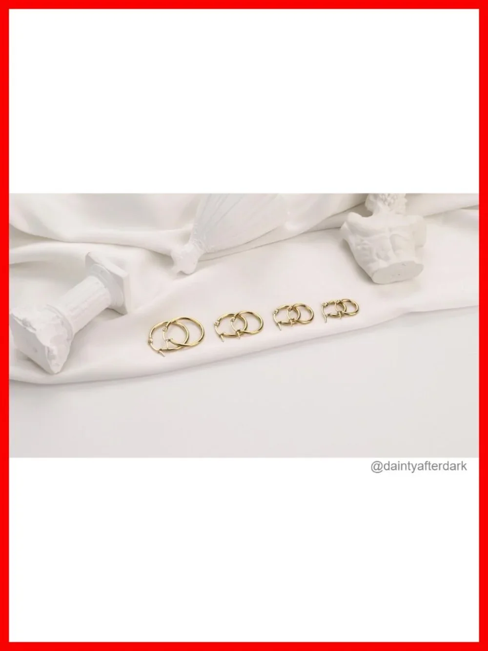 4 Pair Stainless Steel Hoop Earrings Set Gold Plated Hypoallergenic